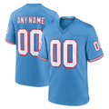 Silnrao Custom T.Titans  Light Blue Oilers Throwback Game Stitched Jerseys