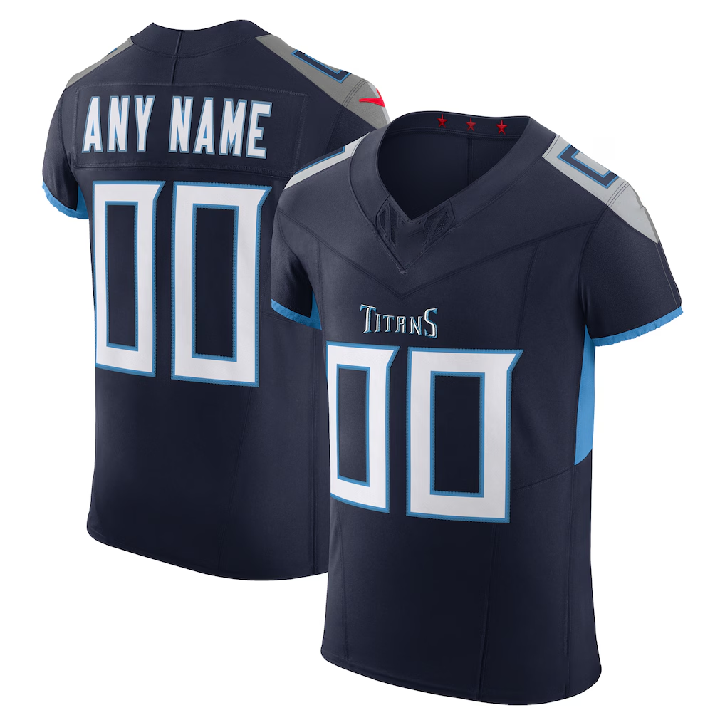 Silnrao Custom T.Titans Navy Vapor F.U.S.E. Elite Stitched Jerseys