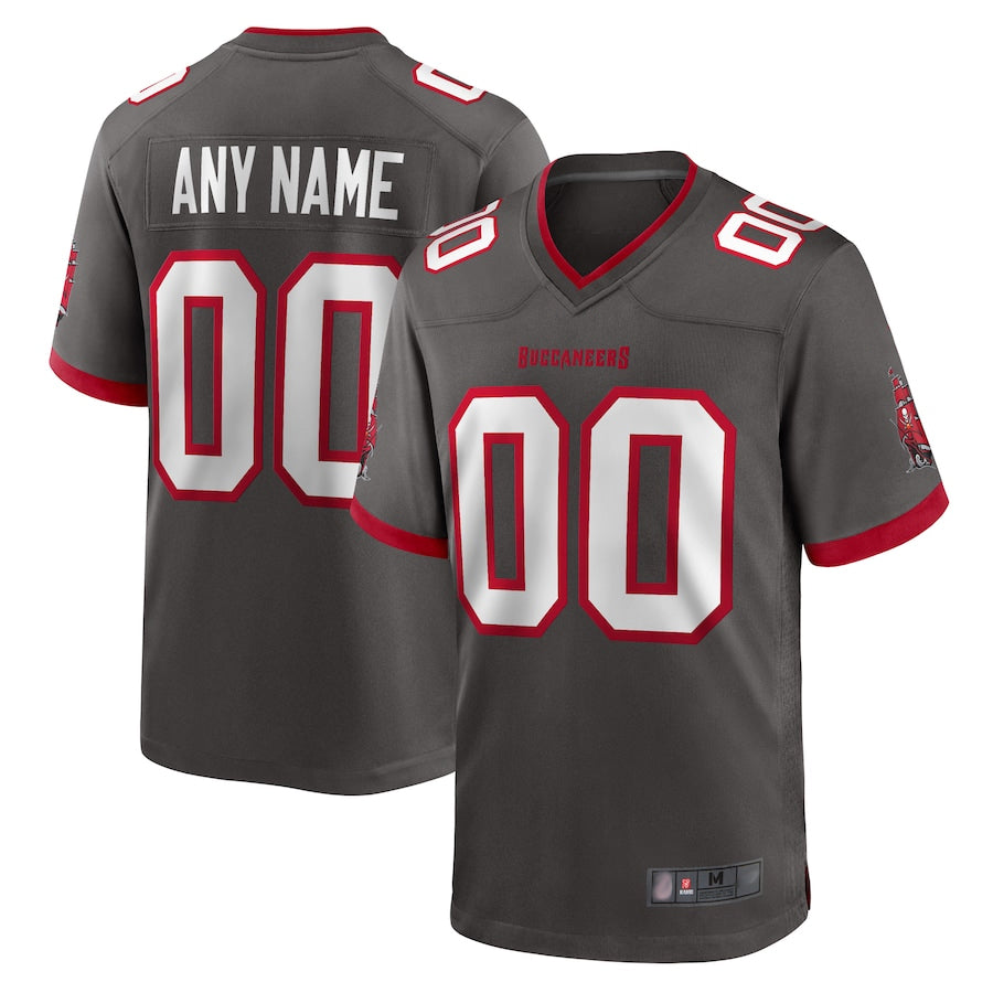 Silnrao Custom TB.Buccaneers Pewter Home Game Stitched Jerseys