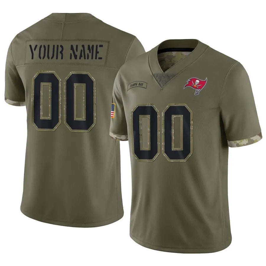 Silnrao Custom TB.Buccaneers Salute To Service Olive Stitched Jerseys