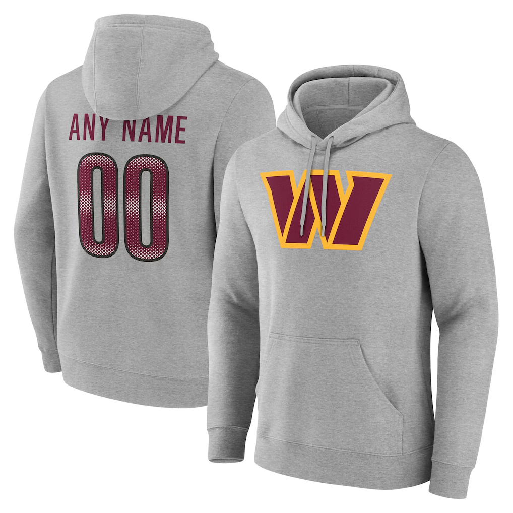 Silnrao Custom W.Commanders Gray Team Authentic Personalized Name & Number Hoodie Stitched Jerseys
