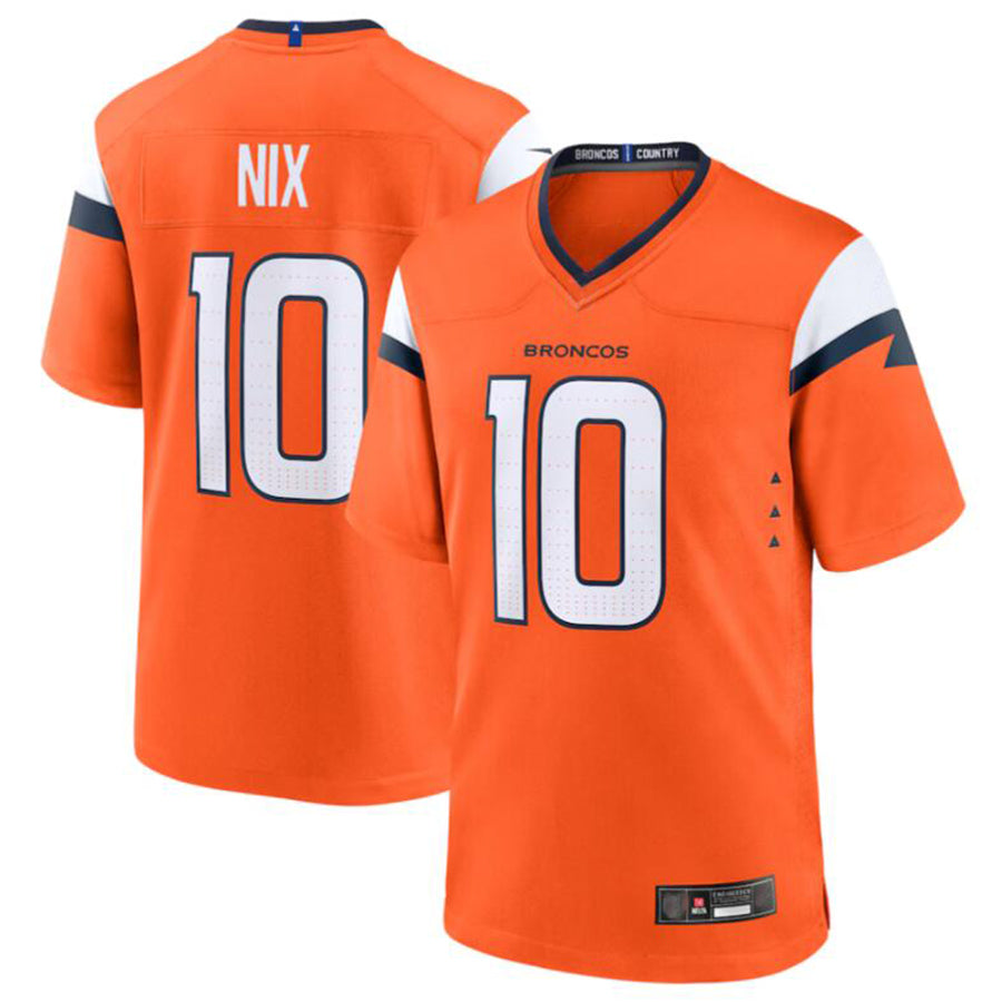 Silnrao D.Broncos #10 Bo Nix Orange 2024 Draft First Round Pick Player Game Jersey American Stitched Jerseys
