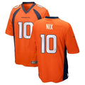 Silnrao D.Broncos #10 Bo Nix Player Orange Game Stitched Jerseys