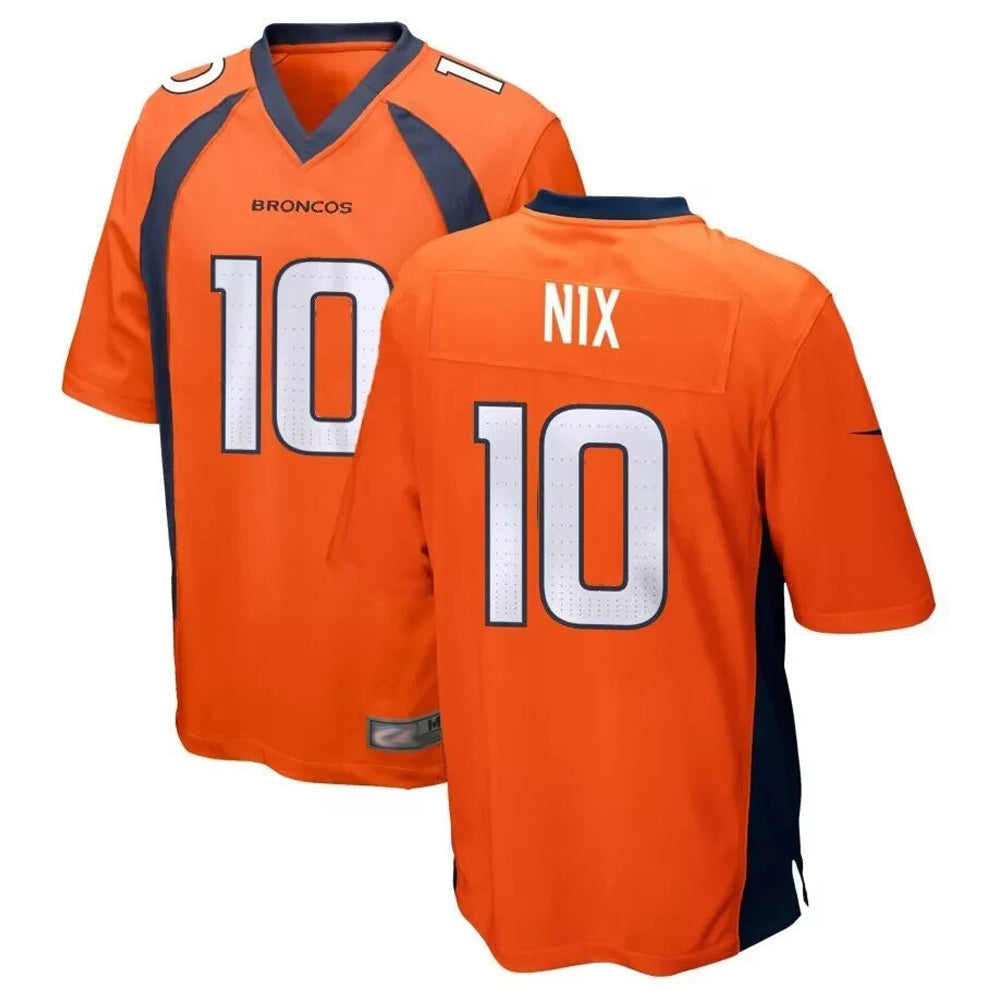 Silnrao D.Broncos #10 Bo Nix Player Orange Game Stitched Jerseys