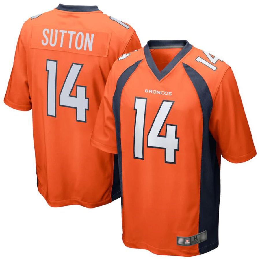 Silnrao D.Broncos #14 Courtland Sutton Orange Replica Game Stitched Jerseys