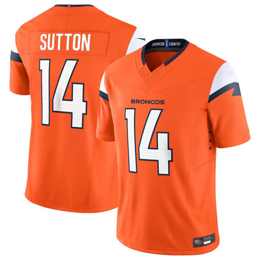 Silnrao D.Broncos #14 Courtland Sutton Player Orange Vapor F.U.S.E. Limited Stitched Jerseys