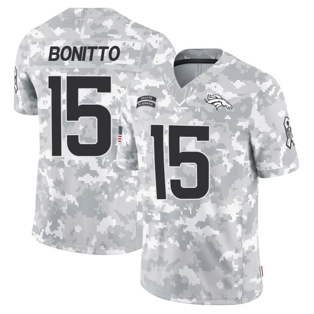 Silnrao D.Broncos #15 Nik Bonitto Player Arctic Camo Salute to Service Limited Stitched Jerseys