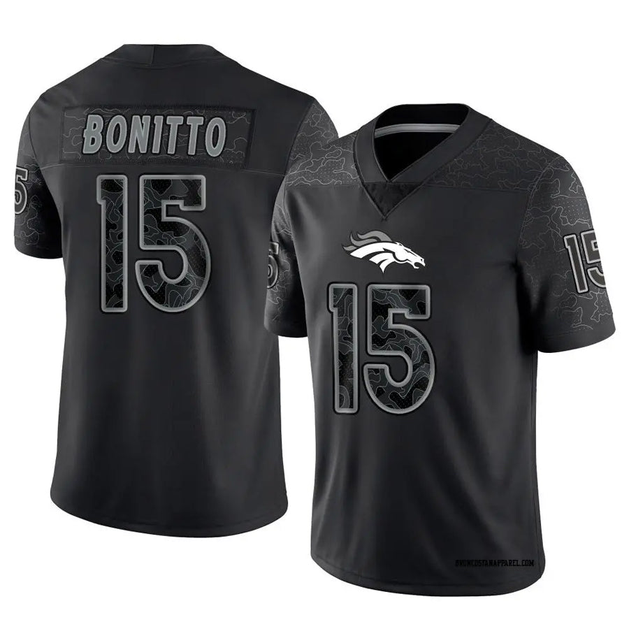 Silnrao D.Broncos #15 Nik Bonitto Player Black RFLCTV Limited Stitched Jerseys