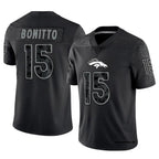 Silnrao D.Broncos #15 Nik Bonitto Player Black RFLCTV Limited Stitched Jerseys