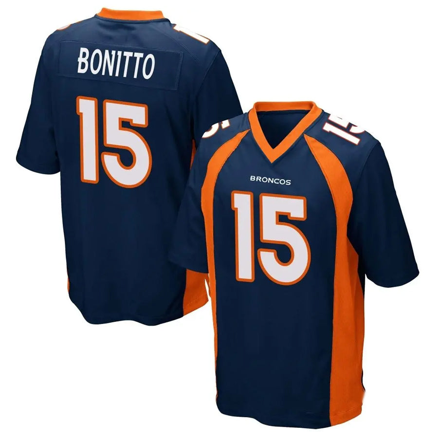 Silnrao D.Broncos #15 Nik Bonitto Player Navy Game Stitched Jerseys