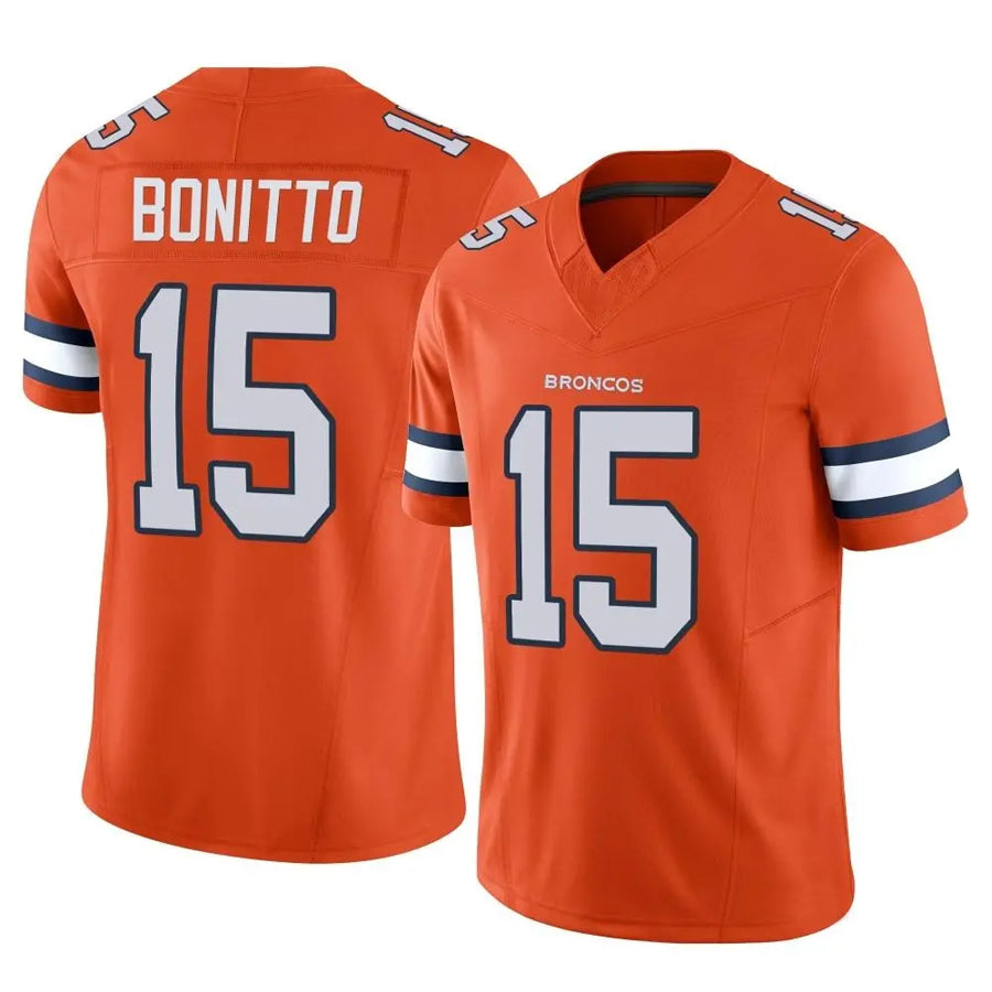 Silnrao D.Broncos #15 Nik Bonitto Player Orange Vapor F.U.S.E. Limited Stitched Jerseys