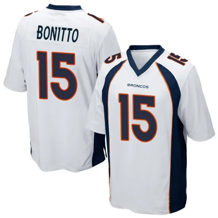 Silnrao D.Broncos #15 Nik Bonitto Player White Game Stitched Jerseys
