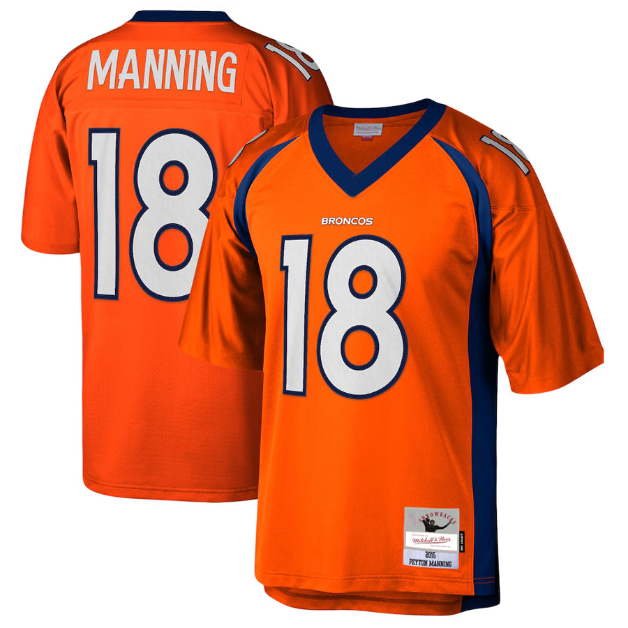 Silnrao D.Broncos #18 Peyton Manning Player Mitchell & Ness Orange Legacy Replica Stitched Jerseys