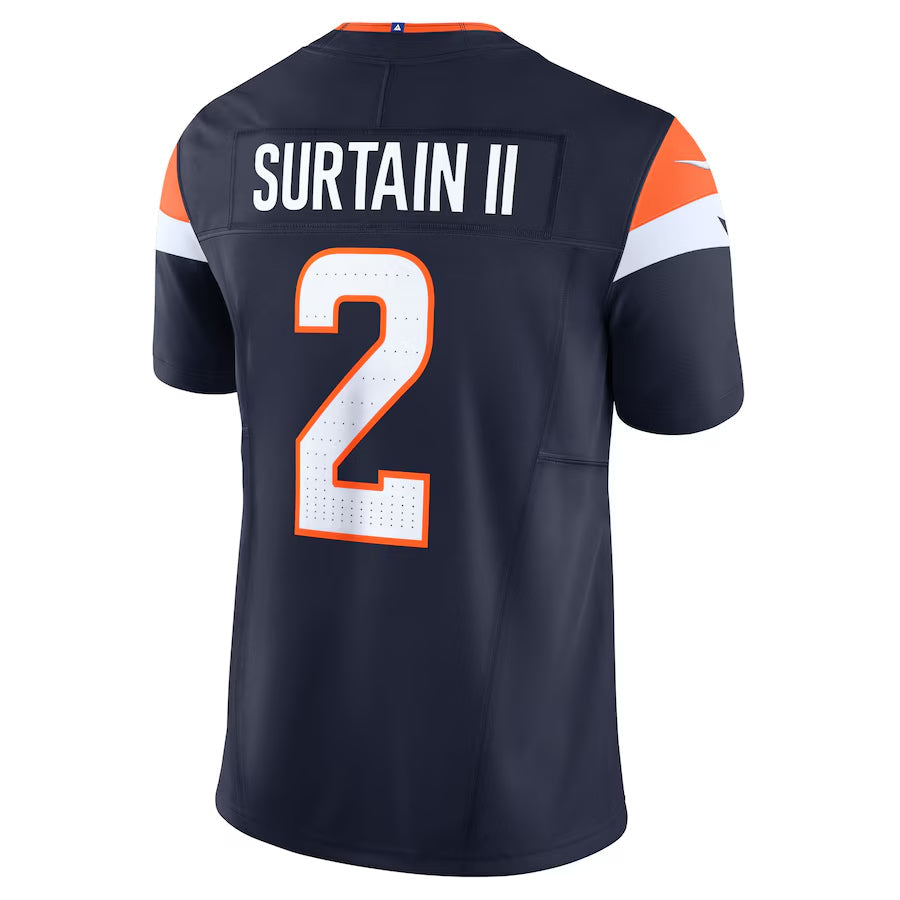 Silnrao D.Broncos #2 Patrick Surtain II Player Navy Vapor F.U.S.E. Limited  Stitched Jerseys