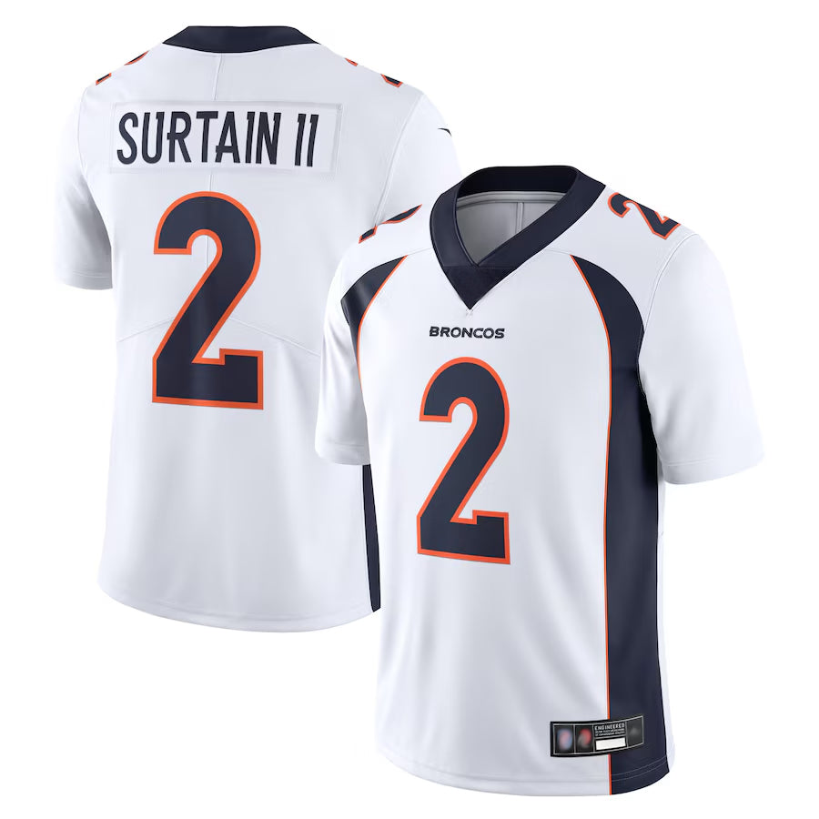 Silnrao D.Broncos #2 Patrick Surtain II Player White Vapor Untouchable Limited Stitched Jerseys