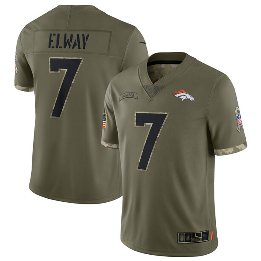 Silnrao D.Broncos #7 John Elway Player Limited Salute To Service Olive Stitched Jerseys