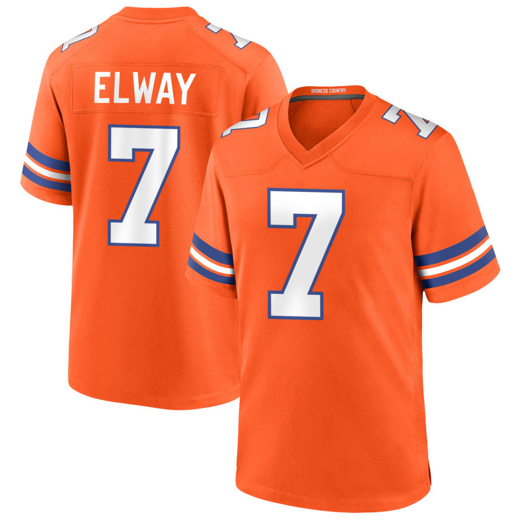 Silnrao D.Broncos #7 John Elway Player Orange Throwback Game Stitched Jerseys