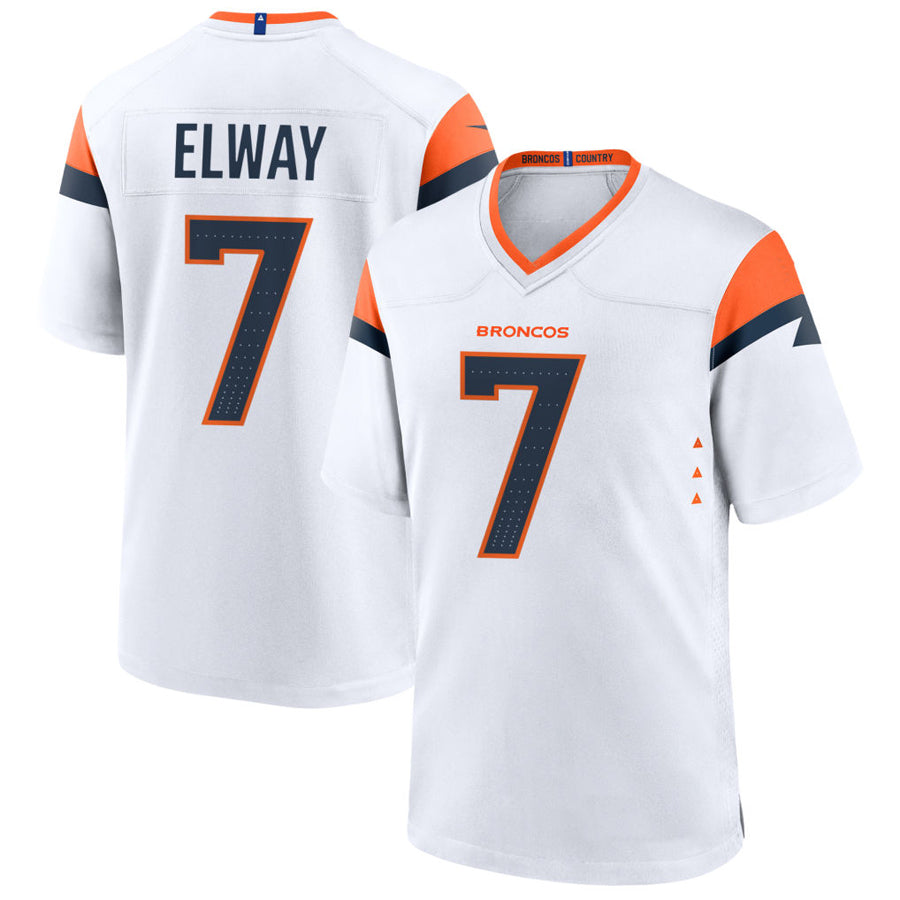 Silnrao D.Broncos #7 John Elway Player White Home Game Stitched Jerseys