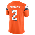 Silnrao D.Broncos #2 Patrick Surtain II Orange Team Vapor F.U.S.E. Stitched Limited Jerseys