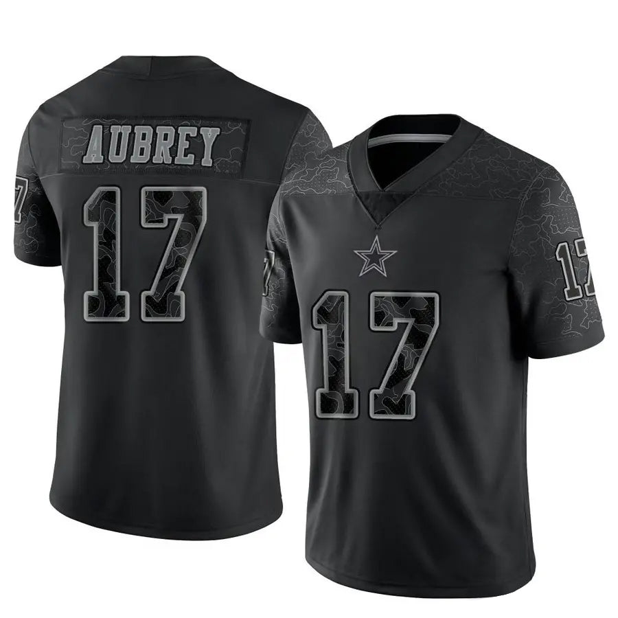 Silnrao D.Cowboys #17 Brandon Aubrey Player Black REFLECTIVE Limited Stitched Jerseys
