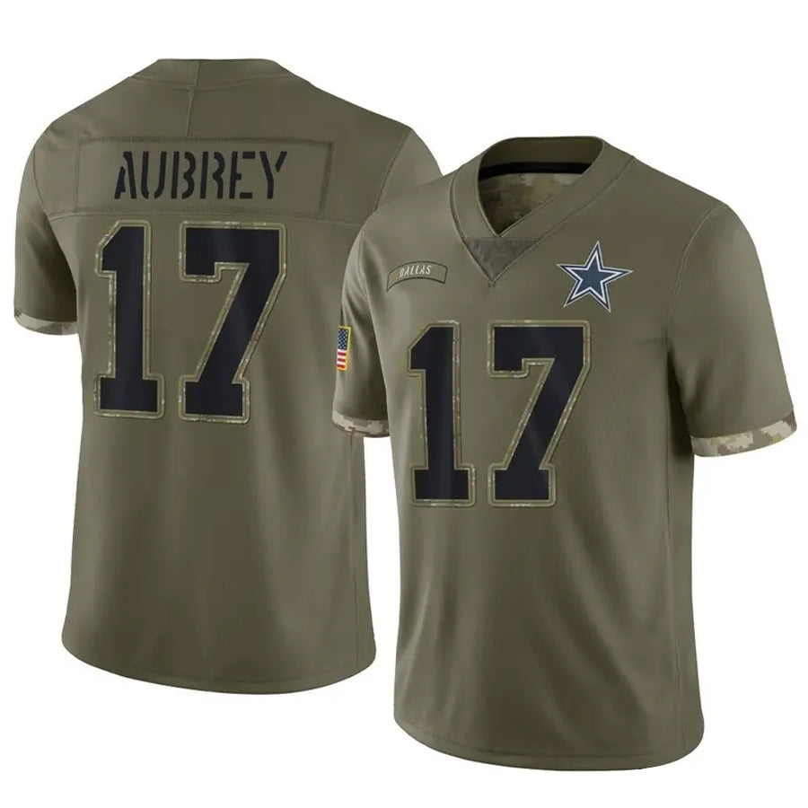 Silnrao D.Cowboys #17 Brandon Aubrey Player Salute To Service Olive Stitched Jerseys