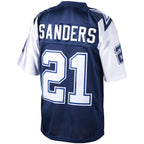 Silnrao D.Cowboys #21 Deion Sanders Mitchell & Ness Navy Big & Tall 1995 Retired Player Replica Stitched Jerseys