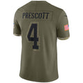 Silnrao D.Cowboys #4 Dak Prescott Player Olive Salute To Service Limited Stitched Jerseys