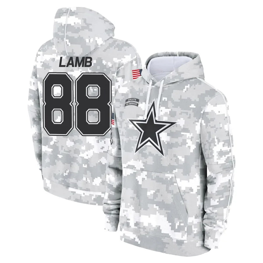 Silnrao D.Cowboys #88 CeeDee Lamb Player Salute to Service Hoodies Game Stitched Jerseys