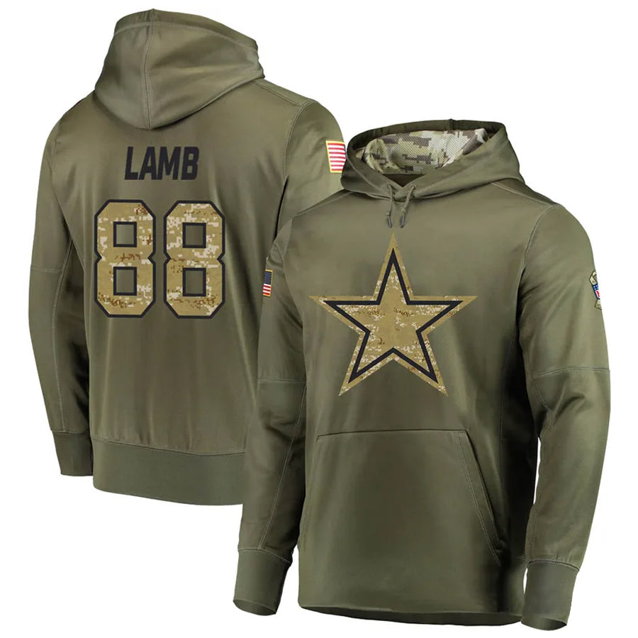 Silnrao D.Cowboys #88 CeeDee Lamb Player Salute to Service Pullover Hoodie Game Stitched Jerseys