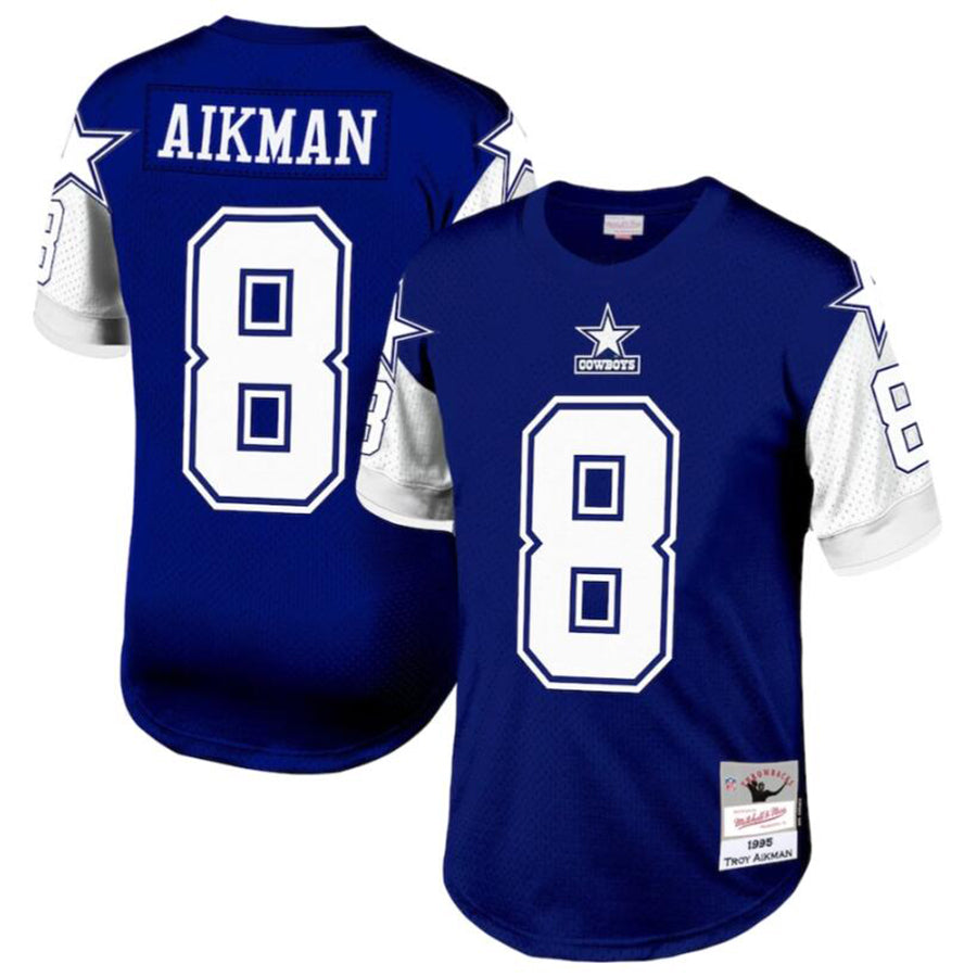 Silnrao D.Cowboys #8 Troy Aikman Navy Legacy Replica Jersey American Stitched  Jerseys