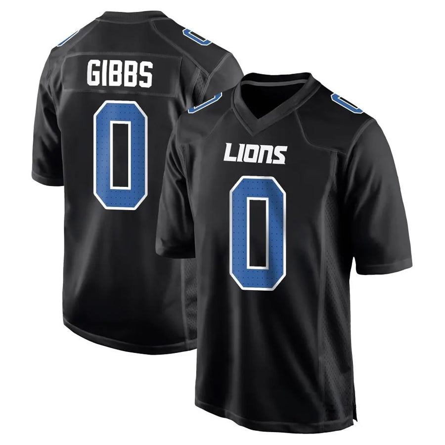 Silnrao D.Lions #0 Jahmyr Gibbs Player Black Fashion Game Stitched Jerseys
