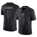 Silnrao D.Lions #0 Jahmyr Gibbs Player Black REFLECTIVE Limited Stitched Jerseys