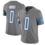 Silnrao D.Lions #0 Jahmyr Gibbs Player Gray Vapor F.U.S.E. Limited Stitched Jerseys