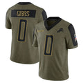 Silnrao D.Lions #0 Jahmyr Gibbs Player Salute To Service Olive Stitched Jerseys