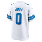 Silnrao D.Lions #0 Jahmyr Gibbs Player White Home Game Stitched Jerseys