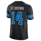 Silnrao D.Lions #14 Amon-Ra St. Brown Black 2nd Alternate Vapor F.U.S.E. Limited Stitched Jersey Stitched Jerseys-1