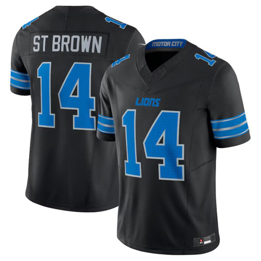 Silnrao D.Lions #14 Amon-Ra St. Brown Black 2nd Alternate Vapor F.U.S.E. Limited Jersey Stitched Stitched Jerseys