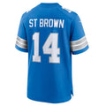 Silnrao D.Lions #14 Amon-Ra St. Brown Blue Game Jersey American Stitched Jerseys