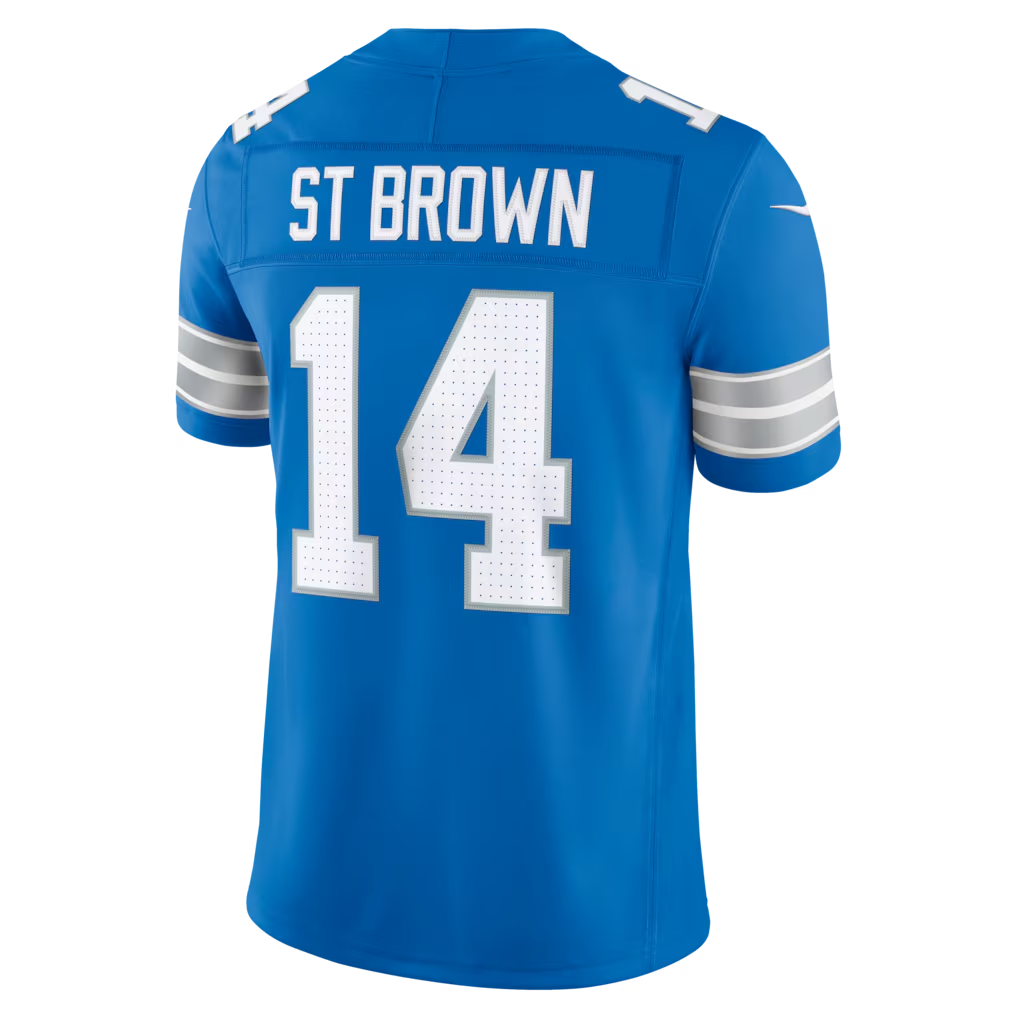 Silnrao D.Lions #14 Amon-Ra St. Brown Blue Team Vapor F.U.S.E. Stitched Limited Jerseys