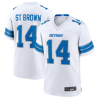 Silnrao D.Lions #14 Amon-Ra St. Brown Player White Game Stitched Jerseys
