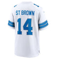 Silnrao D.Lions #14 Amon-Ra St. Brown White Game Jersey American Stitched  Jerseys