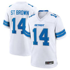 Silnrao D.Lions #14 Amon-Ra St. Brown White Game Jersey American Stitched Jerseys