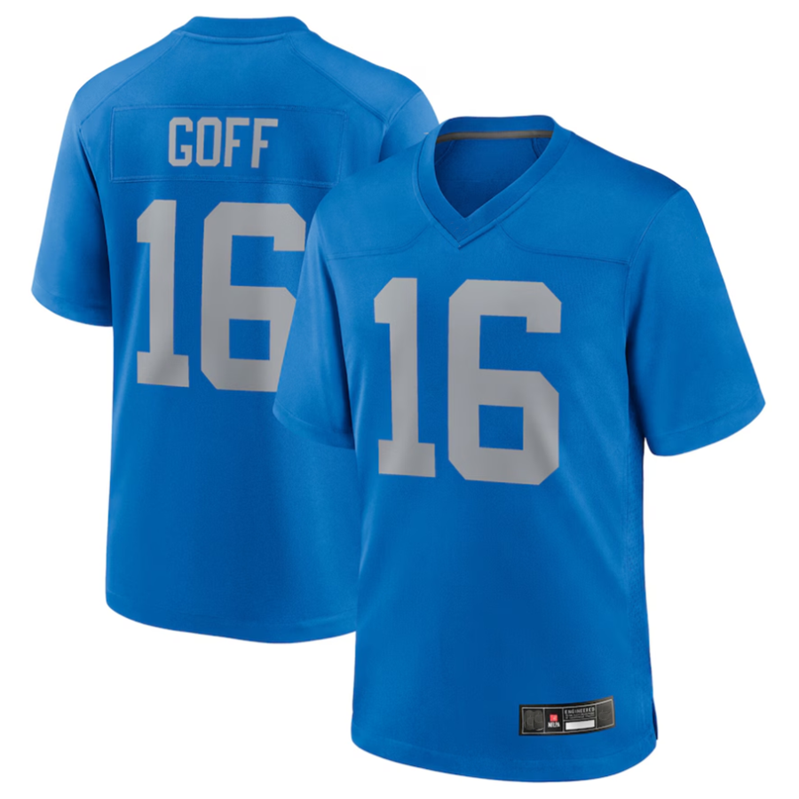 Silnrao D.Lions #16 Jared Goff Blue Alternate Game Jersey Blue Player Stitched Jerseys