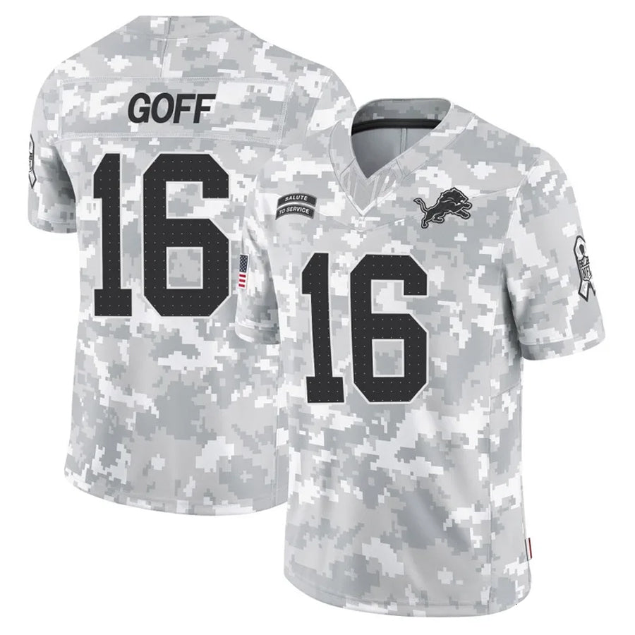 Silnrao D.Lions #16 Jared Goff Player Arctic Camo Salute to Service Limited Stitched Jerseys