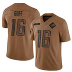 Silnrao D.Lions #16 Jared Goff Player Brown Salute To Service Limited Stitched Jerseys