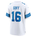 Silnrao D.Lions #16 Jared Goff Player White Home Game Stitched Jerseys