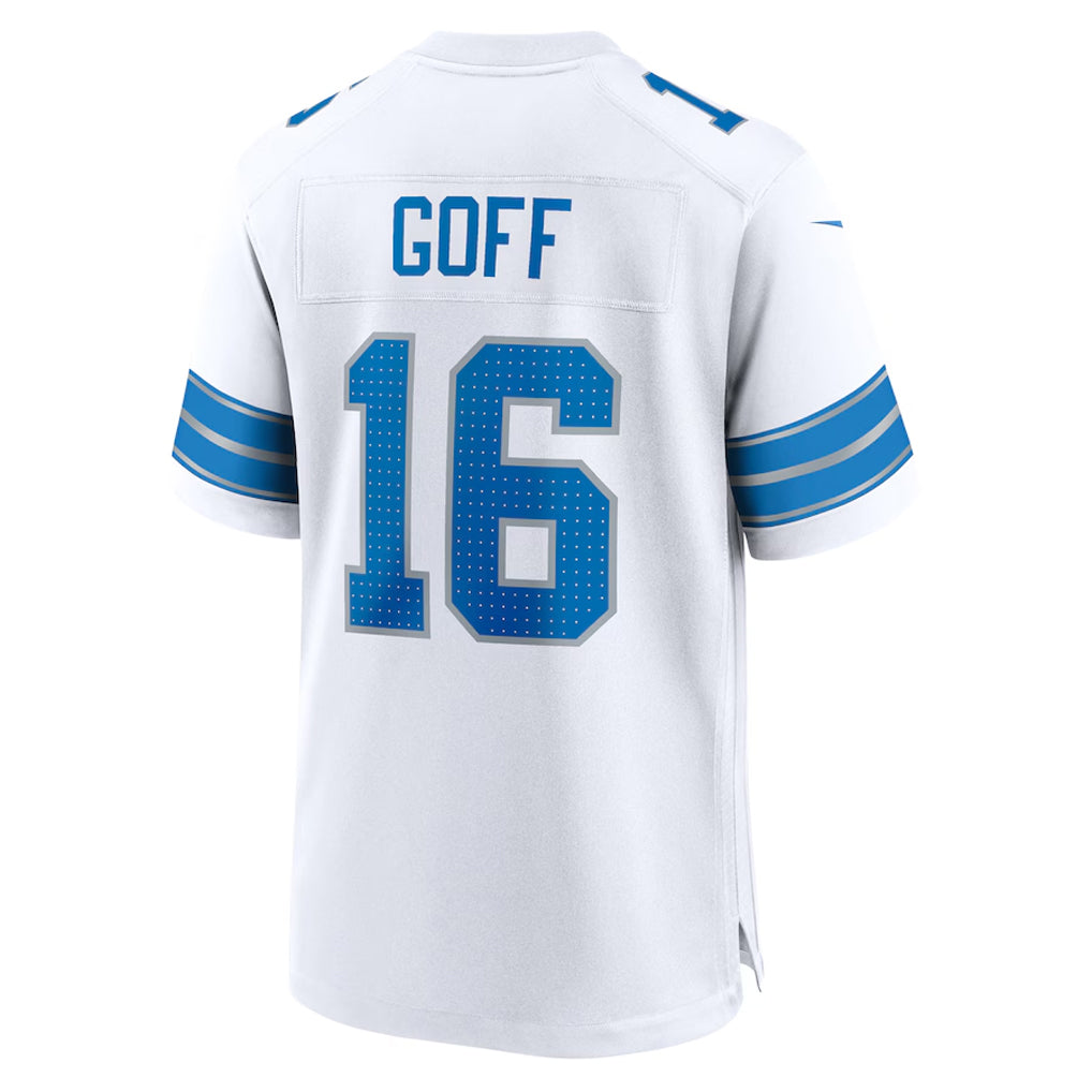 Silnrao D.Lions #16 Jared Goff Player White Home Game Stitched Jerseys