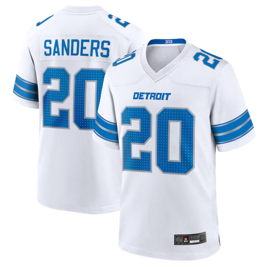 Silnrao D.Lions #20 Barry Sanders Player White Game Stitched Jerseys