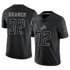 Silnrao D.Lions #32 Brian Branch Player Black REFLECTIVE Limited Stitched Jerseys