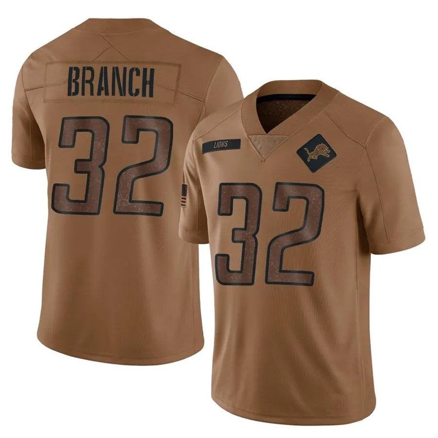 Silnrao D.Lions #32 Brian Branch Player Brown Salute To Service Limited Stitched Jerseys